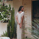 Soft Olive Ladder Sides Dress, Organic Cotton Dress, Boho Summer Dress - AYA Sacred Wear