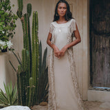 Soft Olive Ladder Sides Dress, Organic Cotton Dress, Boho Summer Dress - AYA Sacred Wear