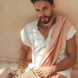 Ombre Botanically Dyed Dusty Pink Cotton Scarf for Men - AYA SW IDR