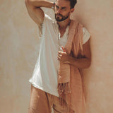 Ombre Botanically Dyed Dusty Pink Cotton Scarf for Men - AYA SW IDR