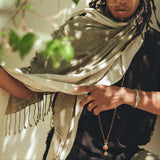 Ombre Botanically Dyed Green Cotton Scarf for Men - AYA SW IDR