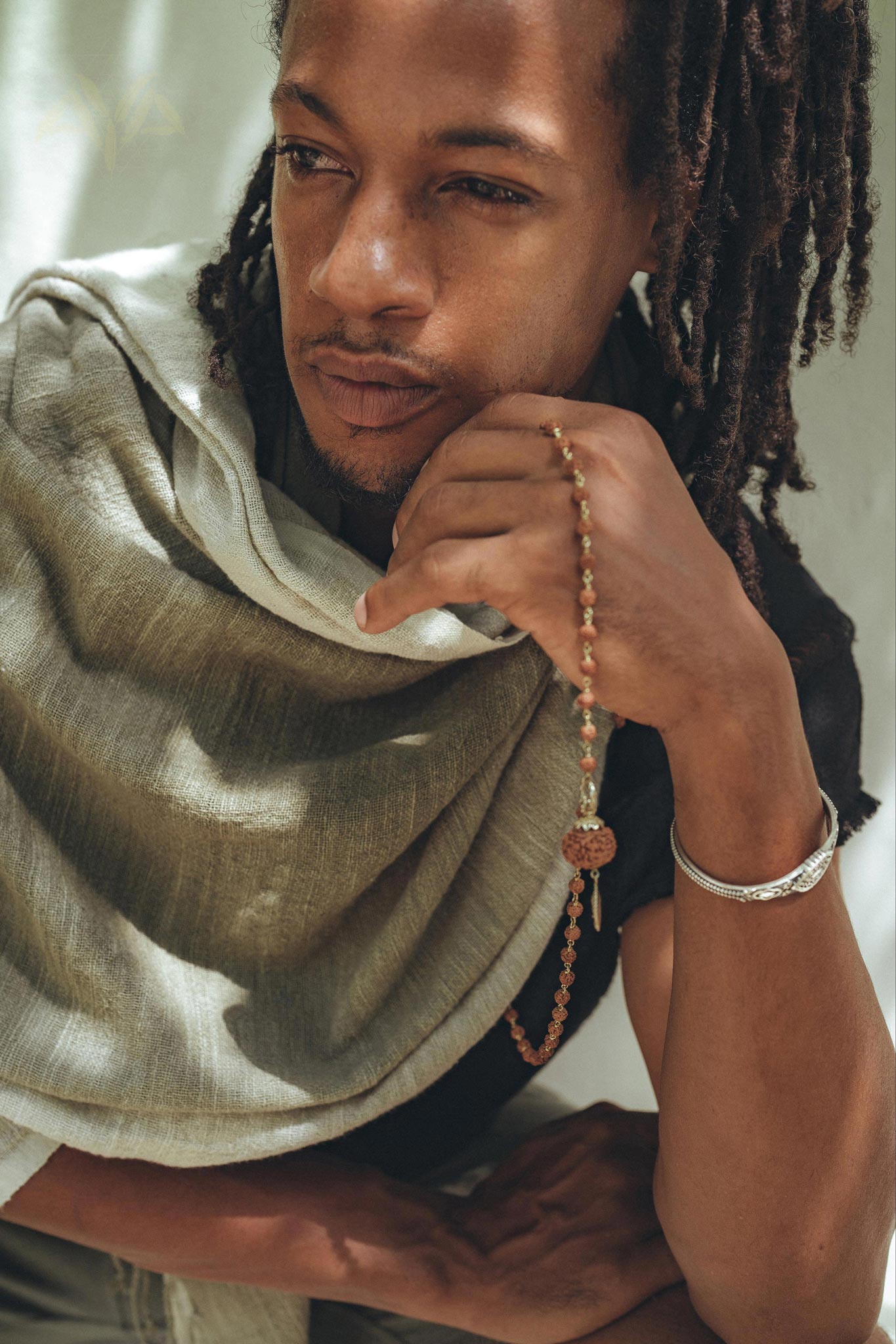 Ombre Botanically Dyed Green Cotton Scarf for Men - AYA SW IDR