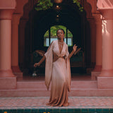 Ombré Dusty Pink Botanically Dyed Dress • Open Belly Maxi Bridesmaid Dress - AYA SW IDR