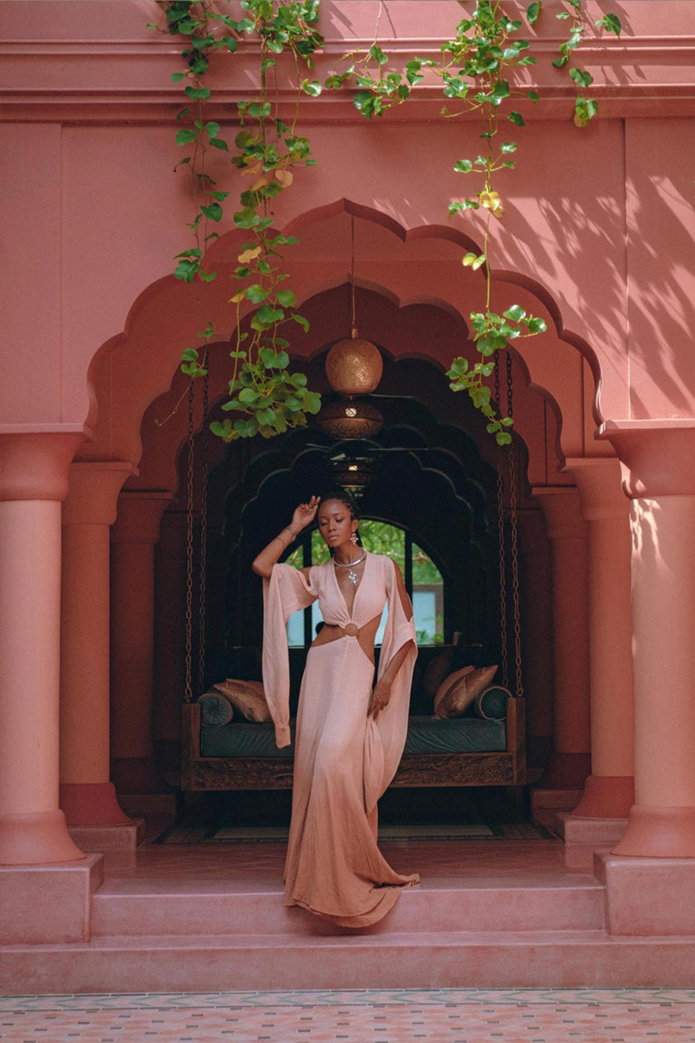 Ombré Dusty Pink Botanically Dyed Dress • Open Belly Maxi Bridesmaid Dress - AYA SW IDR