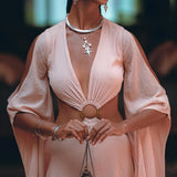 Ombré Dusty Pink Botanically Dyed Dress • Open Belly Maxi Bridesmaid Dress - AYA SW IDR