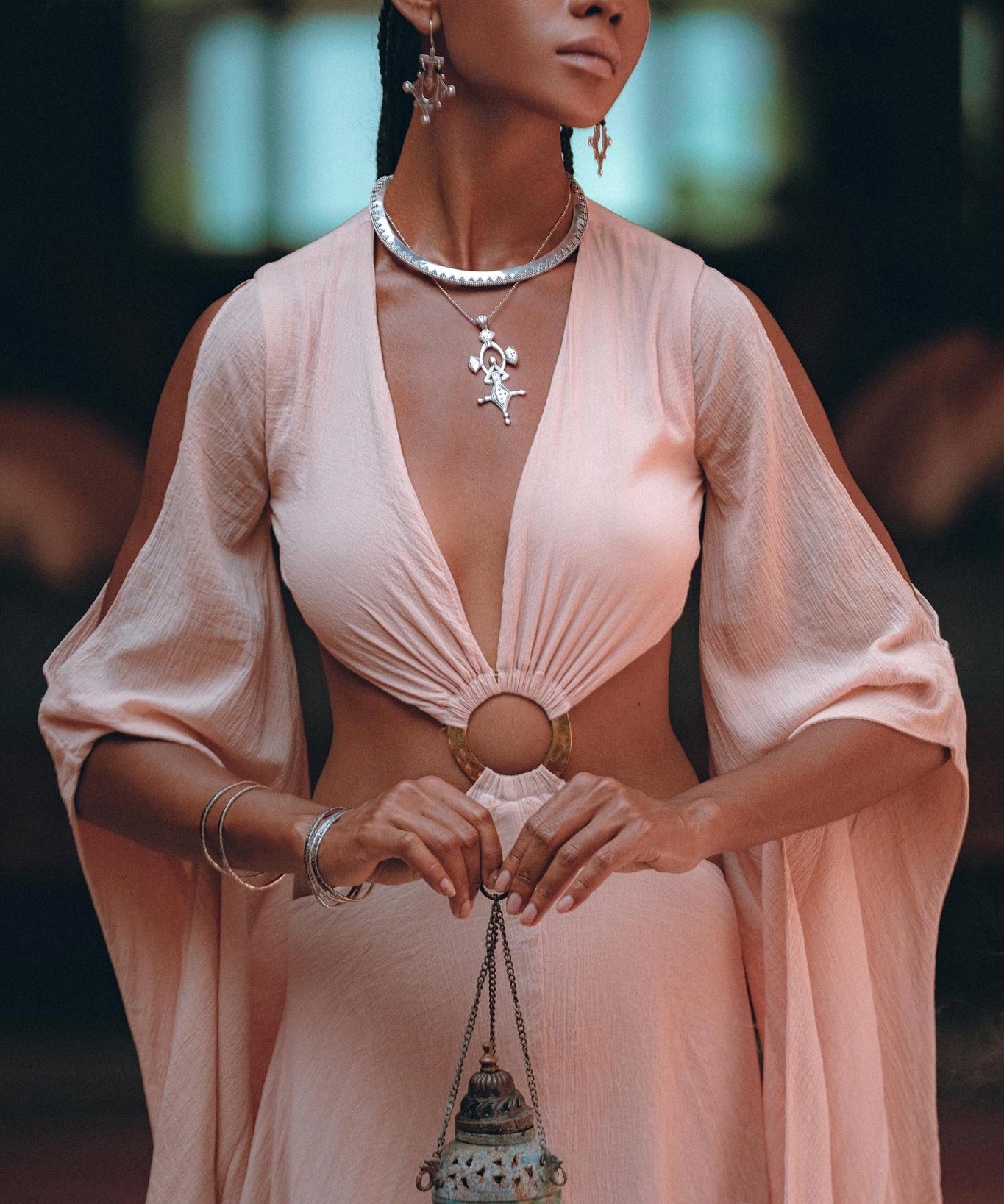 Ombré Dusty Pink Botanically Dyed Dress • Open Belly Maxi Bridesmaid Dress - AYA SW IDR