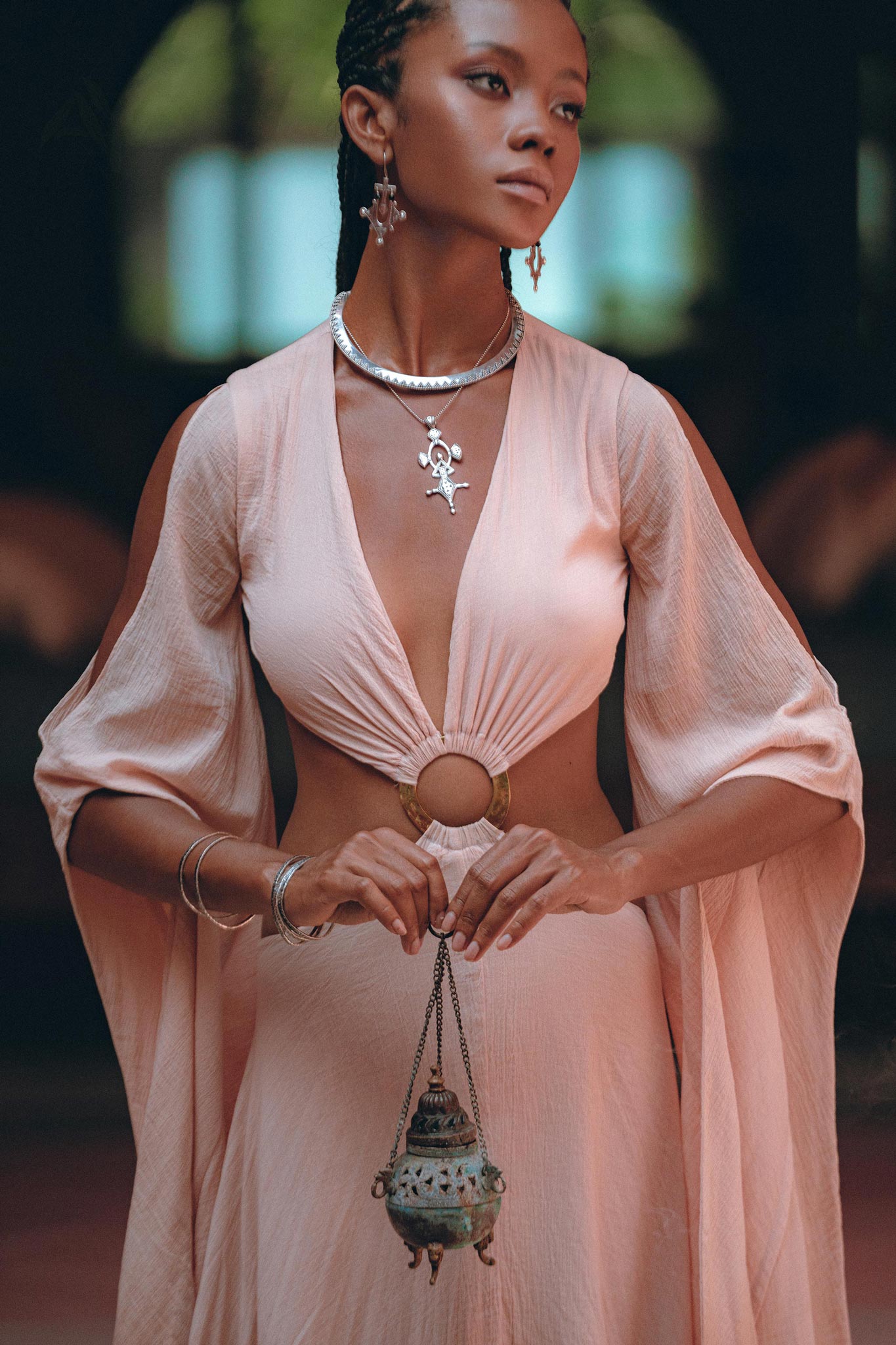 Ombré Dusty Pink Botanically Dyed Dress • Open Belly Maxi Bridesmaid Dress - AYA SW IDR