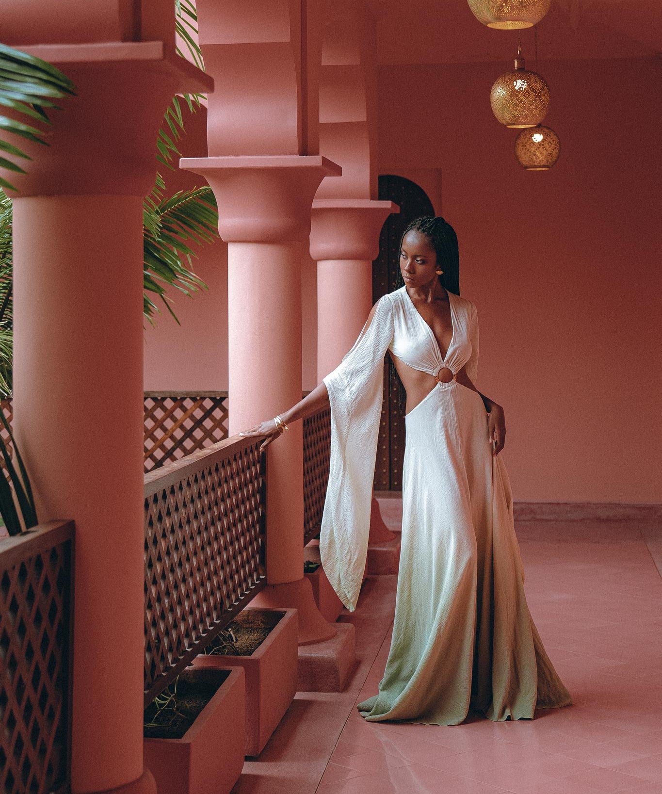 Ombré Green Organic Wedding Boho Dress for Women - AYA SW IDR