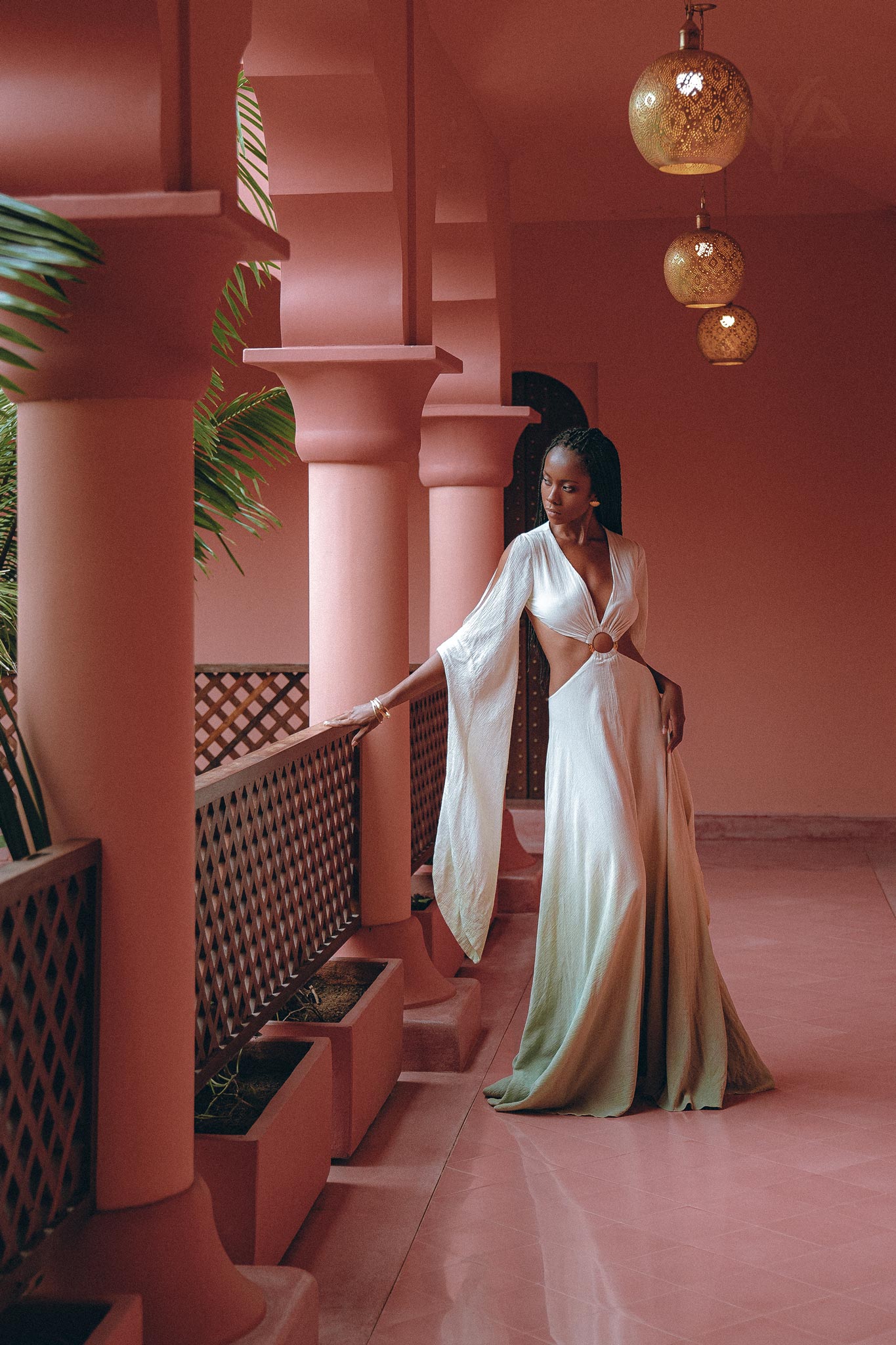 Ombré Green Organic Wedding Boho Dress for Women - AYA SW IDR