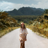 Ombre Light Pink Dyed Mini Wrap Dress • Organic Summer Vacation Linen Dress - AYA SW IDR