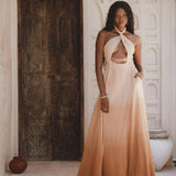 Ombre Powder Ohra Harmonia Dress • Aphrodite Dress • Boho Greek Goddess Dress - AYA SW IDR