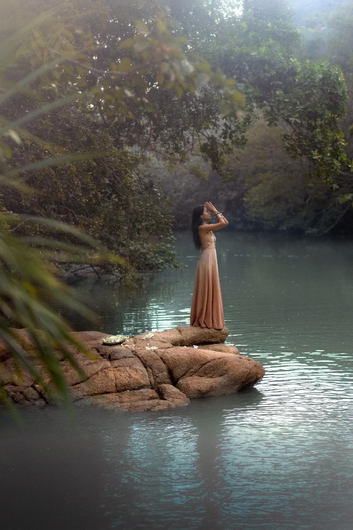 Ombre Powder Ohra Harmonia Dress • Aphrodite Dress • Boho Greek Goddess Dress - AYA SW IDR