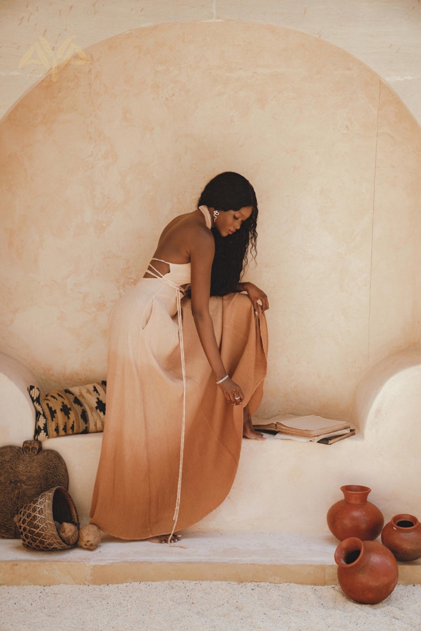 Ombre Powder Ohra Harmonia Dress • Aphrodite Dress • Boho Greek Goddess Dress - AYA SW IDR