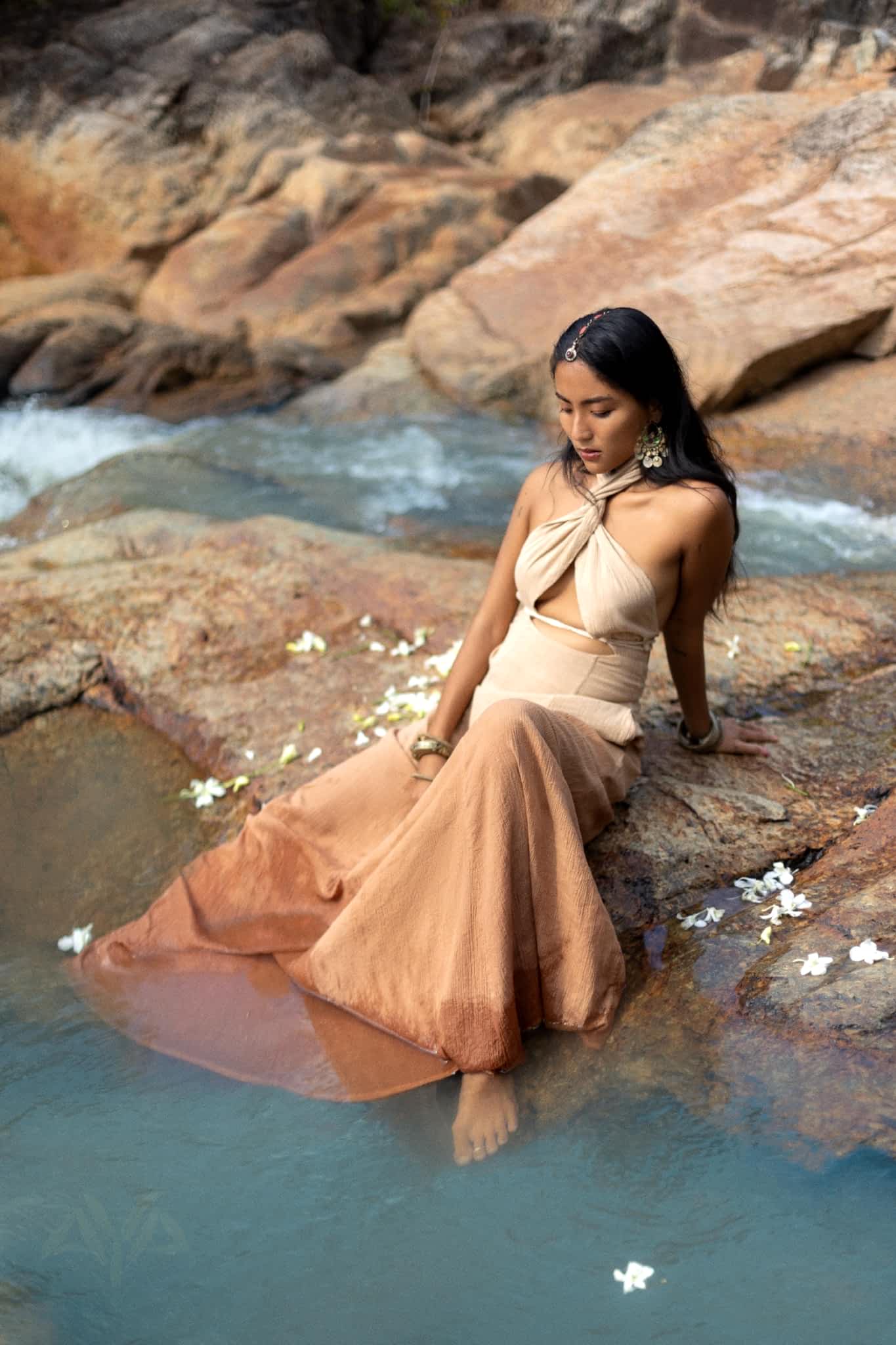 Ombre Powder Ohra Harmonia Dress • Aphrodite Dress • Boho Greek Goddess Dress - AYA SW IDR