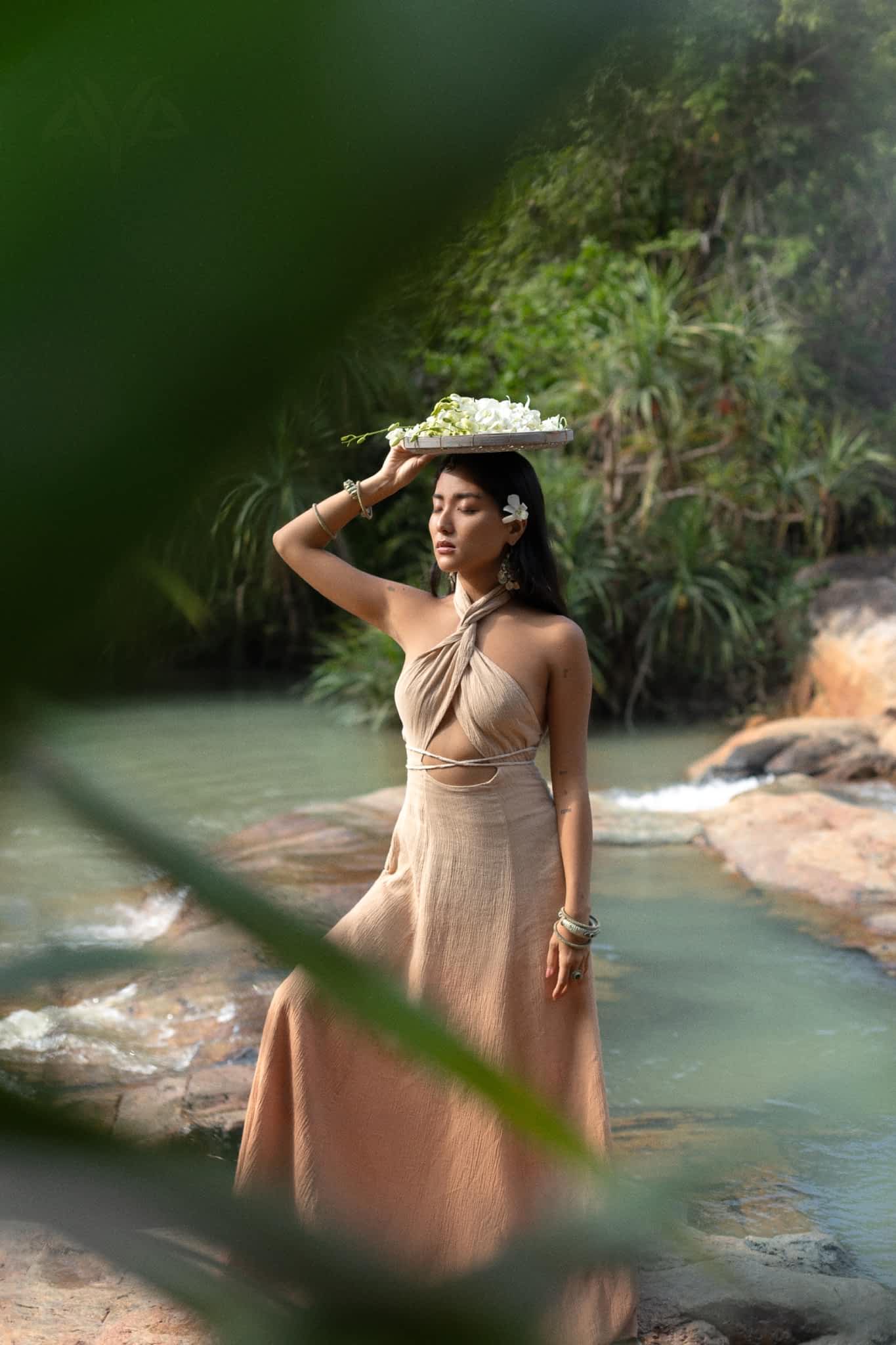 Ombre Powder Ohra Harmonia Dress • Aphrodite Dress • Boho Greek Goddess Dress - AYA SW IDR