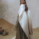 Ombre Sage Green Shawl • Organic Shawl with Handmade Tassels - AYA SW IDR