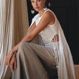 Ombre Sage Green Shawl • Organic Shawl with Handmade Tassels - AYA SW IDR