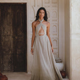 Ombre Sage Harmonia Dress • Bohemian Adjustable Back Dress • Sage Sexy Dress • Wedding Guest Dress • Fairy of the River Dress - AYA SW IDR