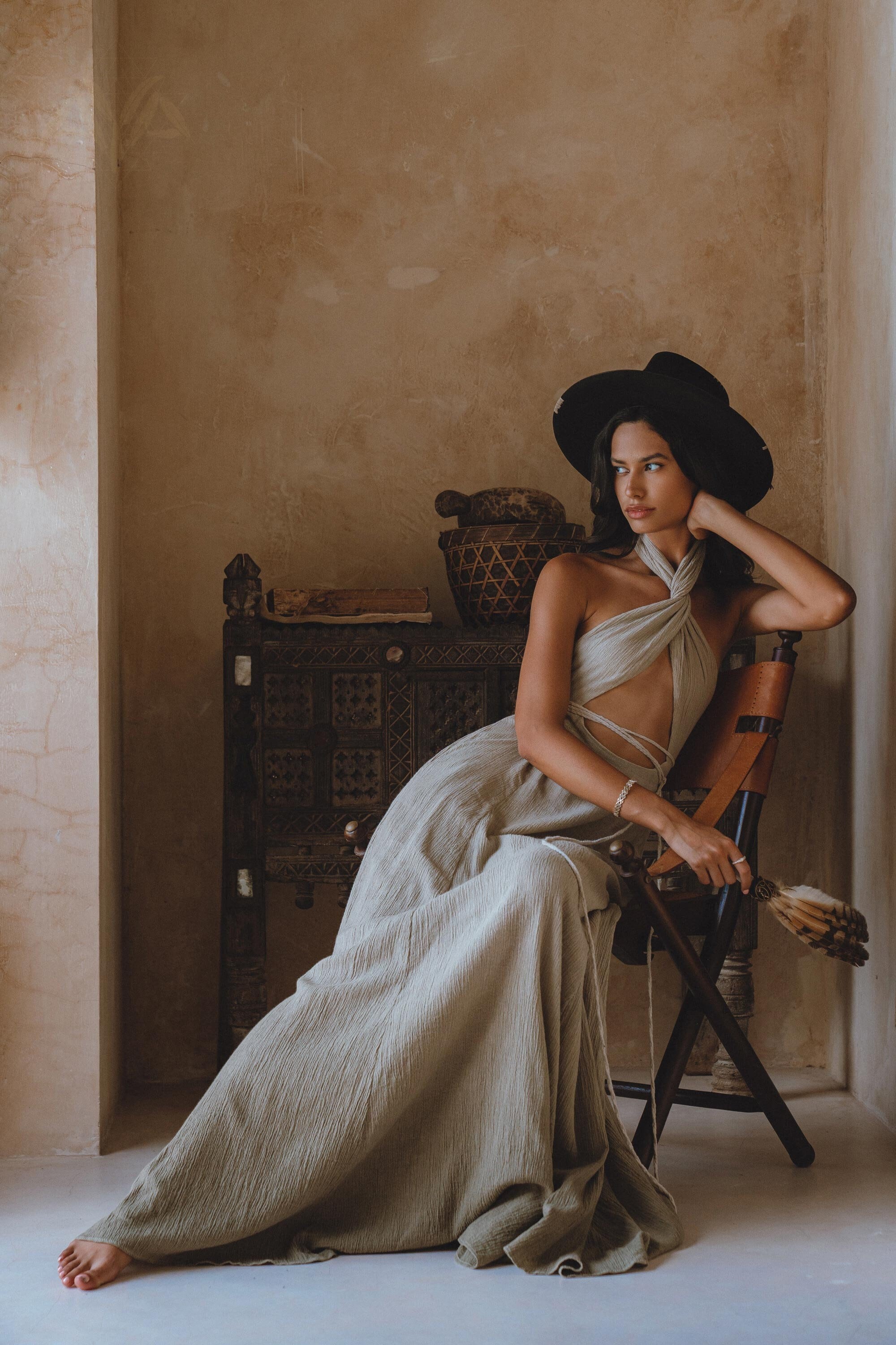 Ombre Sage Harmonia Dress • Bohemian Adjustable Back Dress • Sage Sexy Dress • Wedding Guest Dress • Fairy of the River Dress - AYA SW IDR
