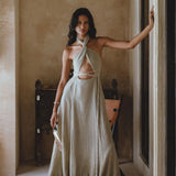 Ombre Sage Harmonia Dress • Bohemian Adjustable Back Dress • Sage Sexy Dress • Wedding Guest Dress • Fairy of the River Dress - AYA SW IDR