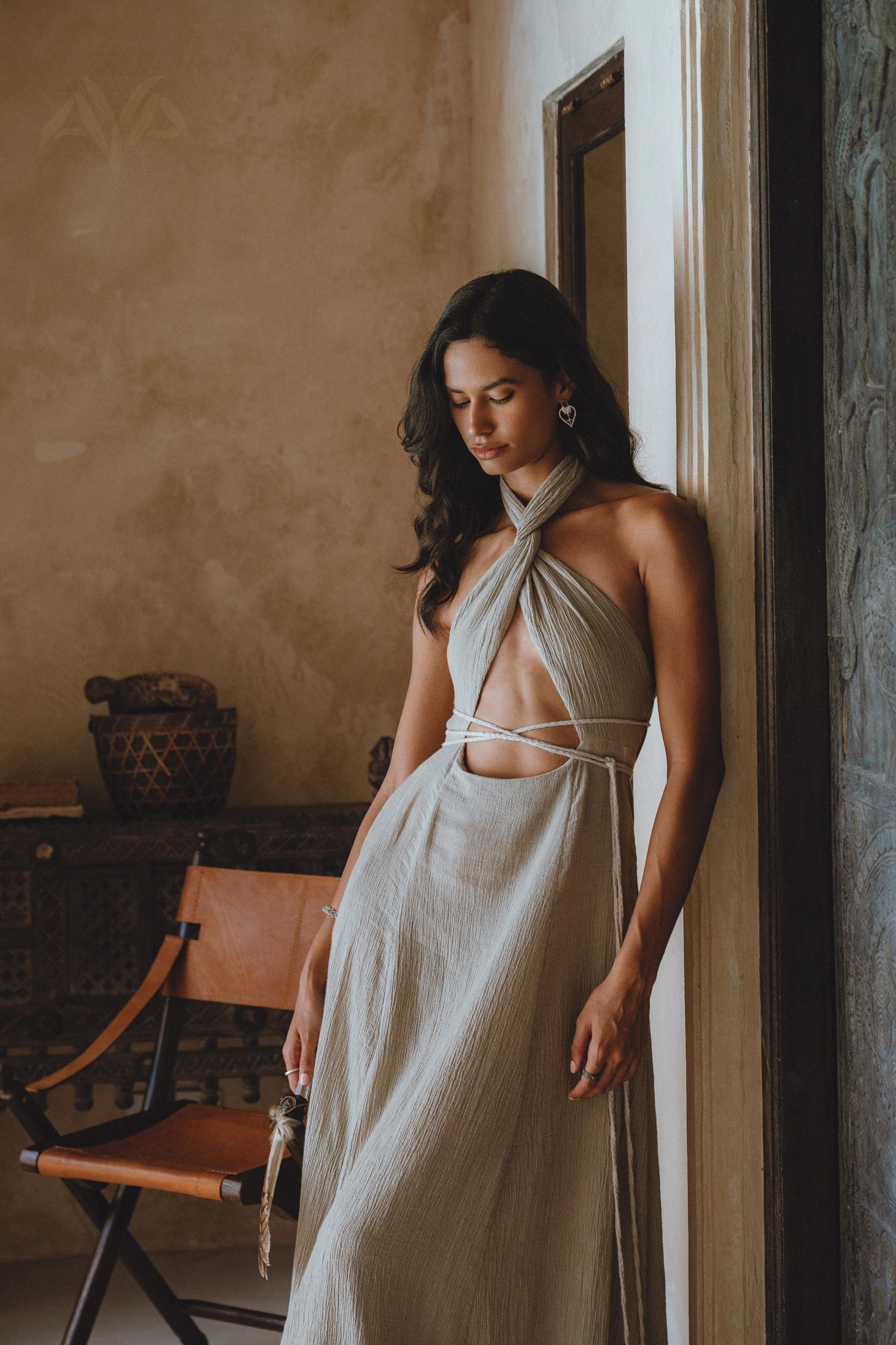 Ombre Sage Harmonia Dress • Bohemian Adjustable Back Dress • Sage Sexy Dress • Wedding Guest Dress • Fairy of the River Dress - AYA SW IDR