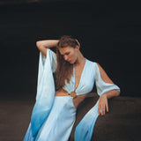 Ombré Sky Blue Organic Wedding Boho Dress for Women - AYA SW IDR