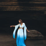 Ombré Sky Blue Organic Wedding Boho Dress for Women - AYA SW IDR
