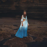 Ombré Sky Blue Organic Wedding Boho Dress for Women - AYA SW IDR