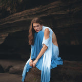 Ombré Sky Blue Organic Wedding Boho Dress for Women - AYA SW IDR
