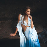 Ombré Sky Blue Organic Wedding Boho Dress for Women - AYA SW IDR