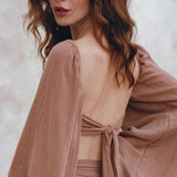 Open Belly Matching Top and Skirt • Latte Tank Top and Maxi Skirt - AYA SW IDR