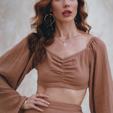 Open Belly Matching Top and Skirt • Latte Tank Top and Maxi Skirt - AYA SW IDR