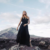 Organic Black Boho One Shoulder Dress • Black Wedding Dress - AYA SW IDR