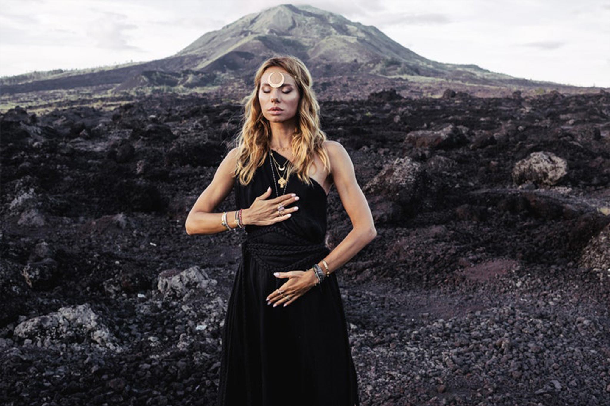 Organic Black Boho One Shoulder Dress • Black Wedding Dress - AYA SW IDR