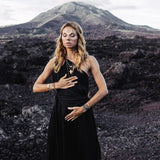 Organic Black Boho One Shoulder Dress • Black Wedding Dress - AYA SW IDR