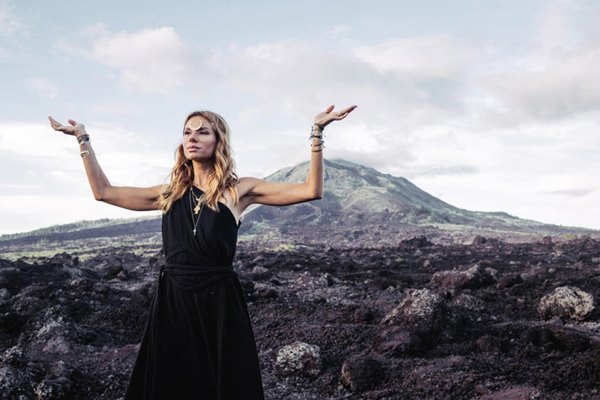 Organic Black Boho One Shoulder Dress • Black Wedding Dress - AYA SW IDR