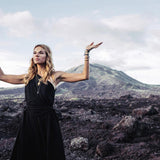 Organic Black Boho One Shoulder Dress • Black Wedding Dress - AYA SW IDR