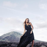 Organic Black Boho One Shoulder Dress • Black Wedding Dress - AYA SW IDR