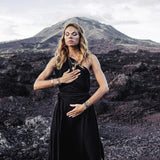 Organic Black Boho One Shoulder Dress • Black Wedding Dress - AYA SW IDR
