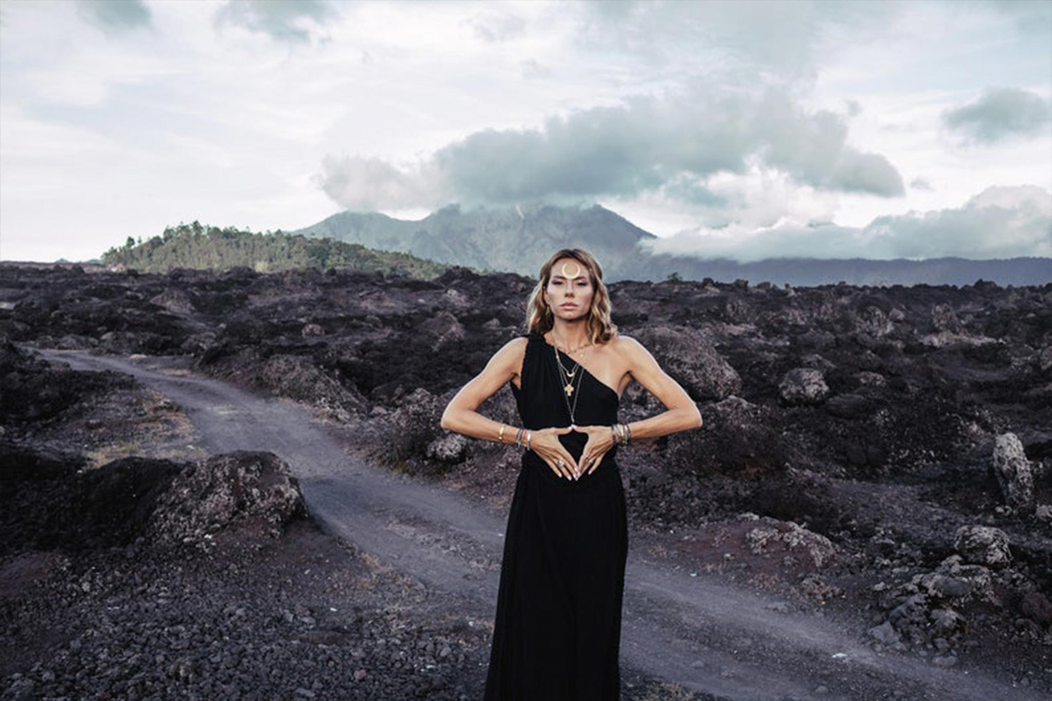 Organic Black Boho One Shoulder Dress • Black Wedding Dress - AYA SW IDR