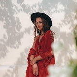 Organic Cotton Poncho • Tribal Kimono Cover Up • Boho Cardigan Women - AYA SW IDR