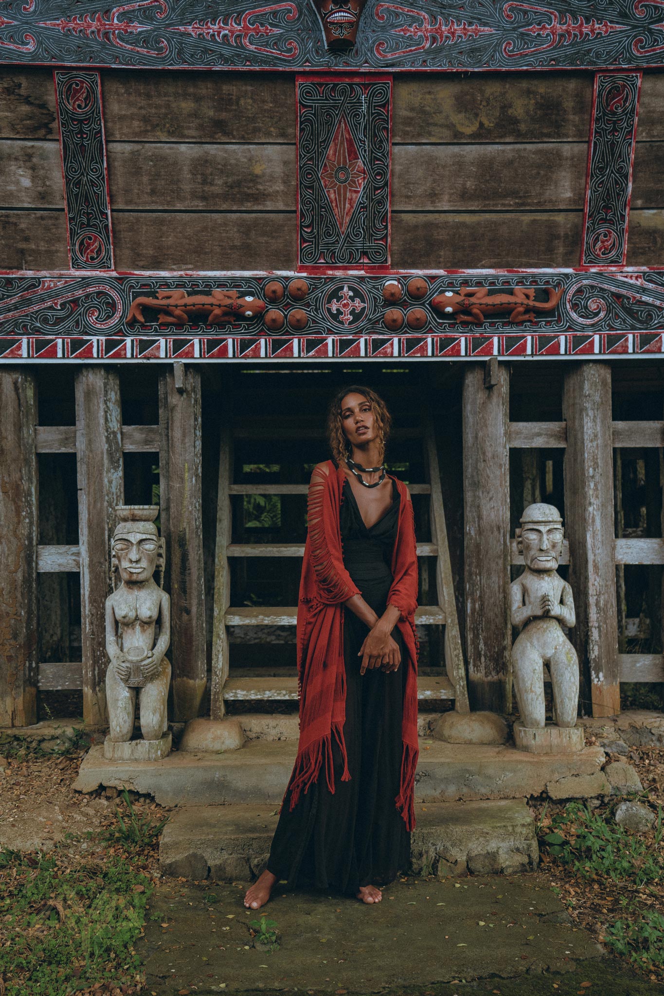 Organic Cotton Poncho • Tribal Kimono Cover Up • Boho Cardigan Women - AYA SW IDR