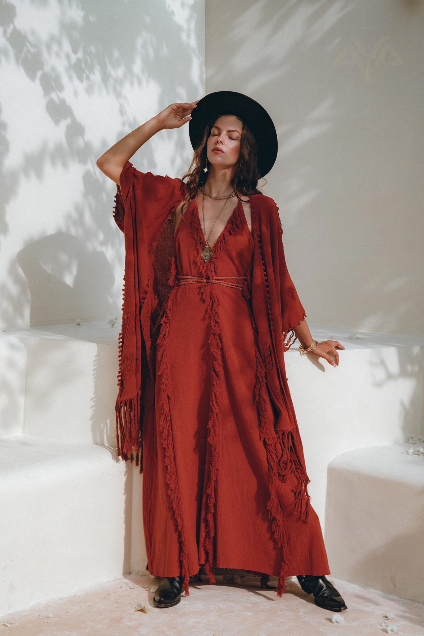 Organic Cotton Poncho • Tribal Kimono Cover Up • Boho Cardigan Women - AYA SW IDR