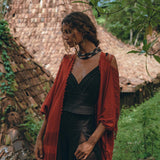 Organic Cotton Poncho • Tribal Kimono Cover Up • Boho Cardigan Women - AYA SW IDR