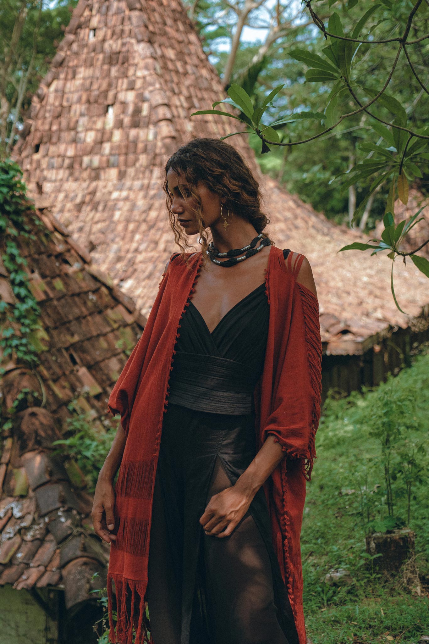 Organic Cotton Poncho • Tribal Kimono Cover Up • Boho Cardigan Women - AYA SW IDR