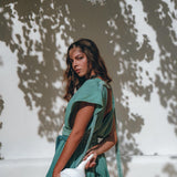 Organic Dress • Boho Wedding Dress • Botanically Dyed Turquoise Dress - AYA SW IDR