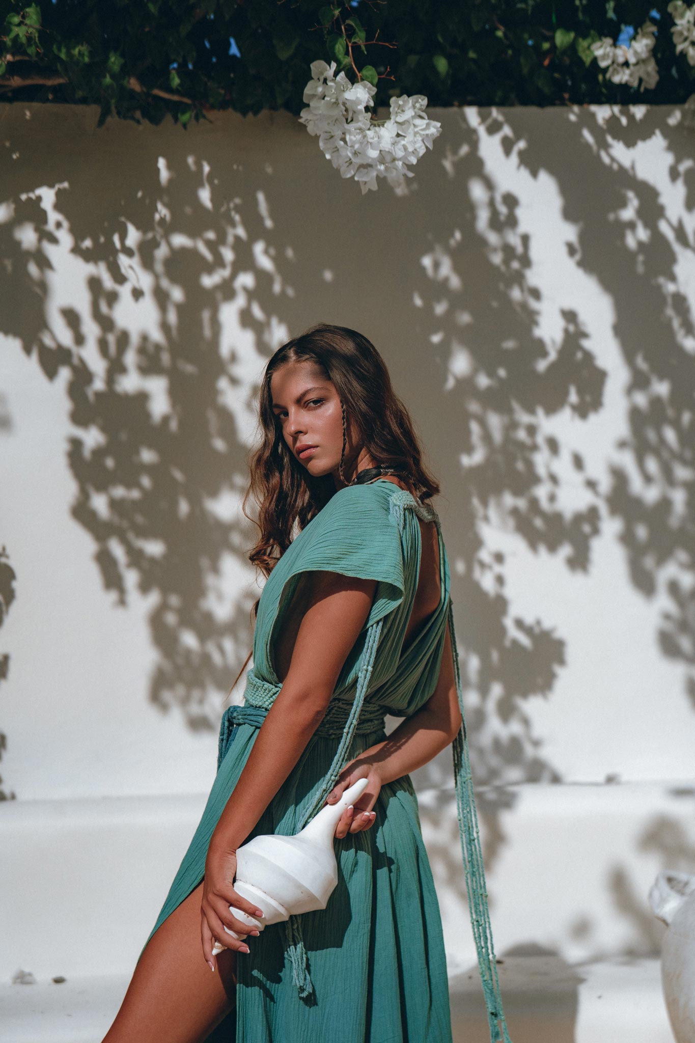 Organic Dress • Boho Wedding Dress • Botanically Dyed Turquoise Dress - AYA SW IDR