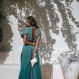 Organic Dress • Boho Wedding Dress • Botanically Dyed Turquoise Dress - AYA SW IDR