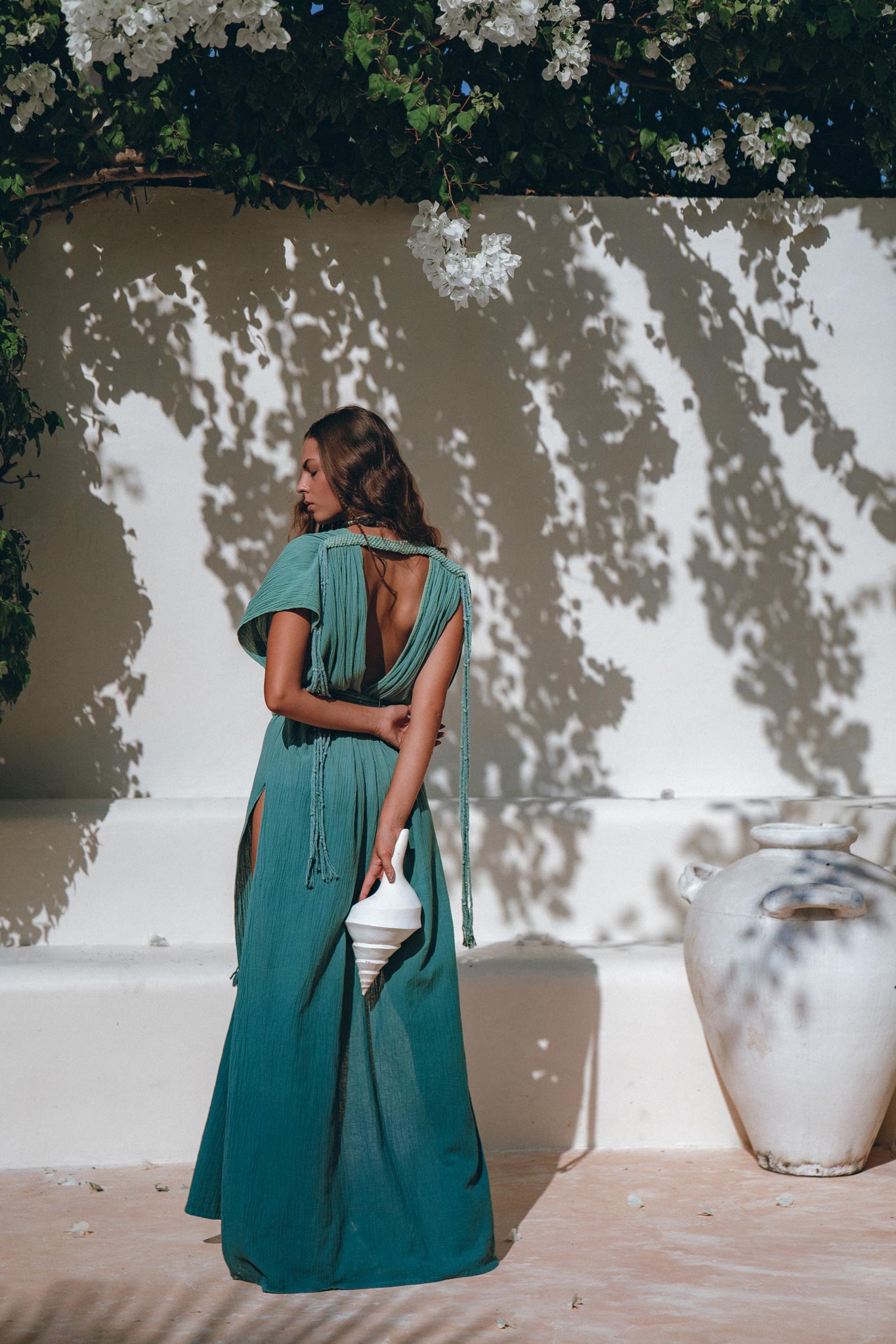 Organic Dress • Boho Wedding Dress • Botanically Dyed Turquoise Dress - AYA SW IDR