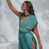 Organic Dress • Boho Wedding Dress • Botanically Dyed Turquoise Dress - AYA SW IDR